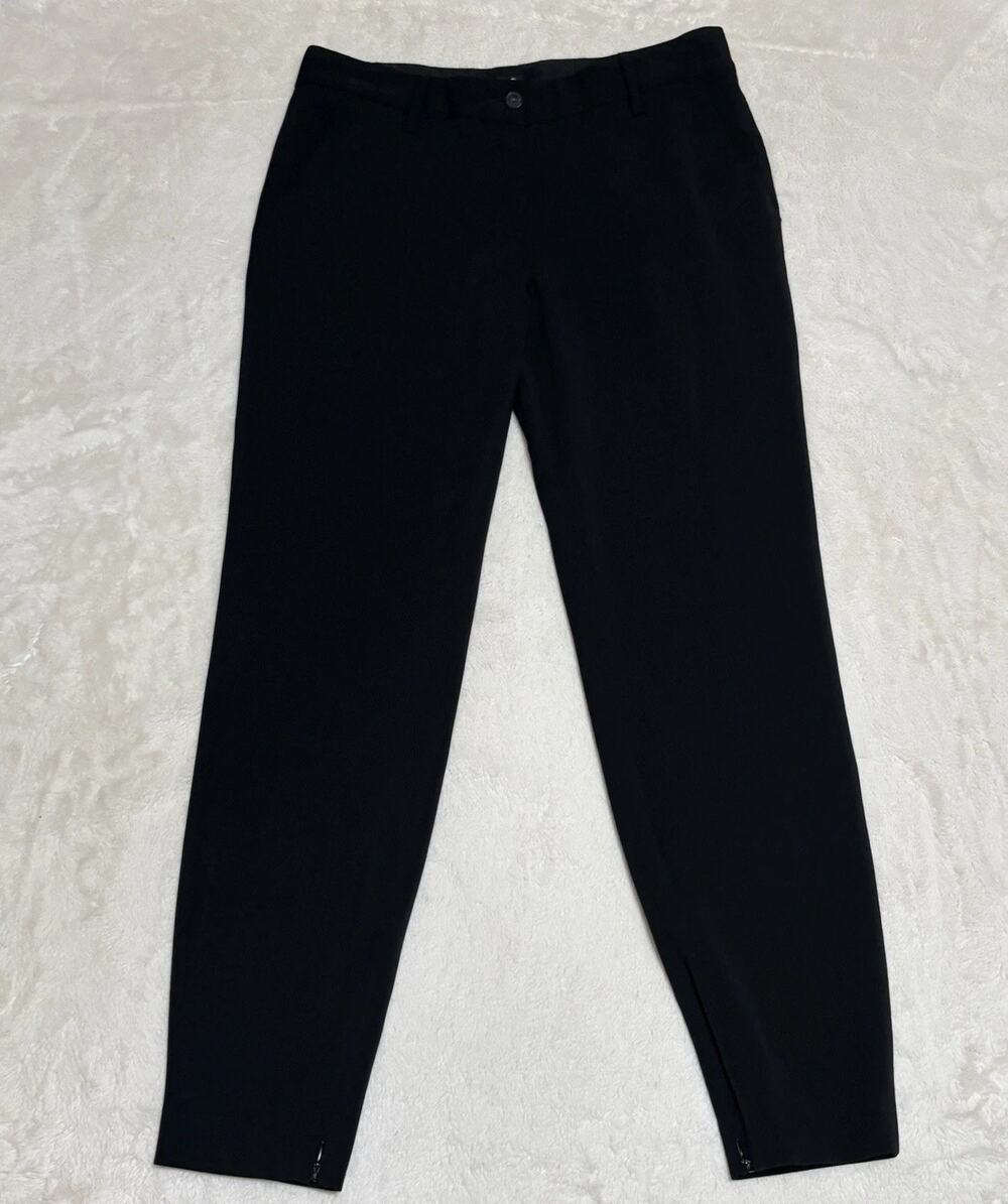 Dolce & Gabbana Dress Pants Women Size M 44 Black Striped Virgin Wool Trousers